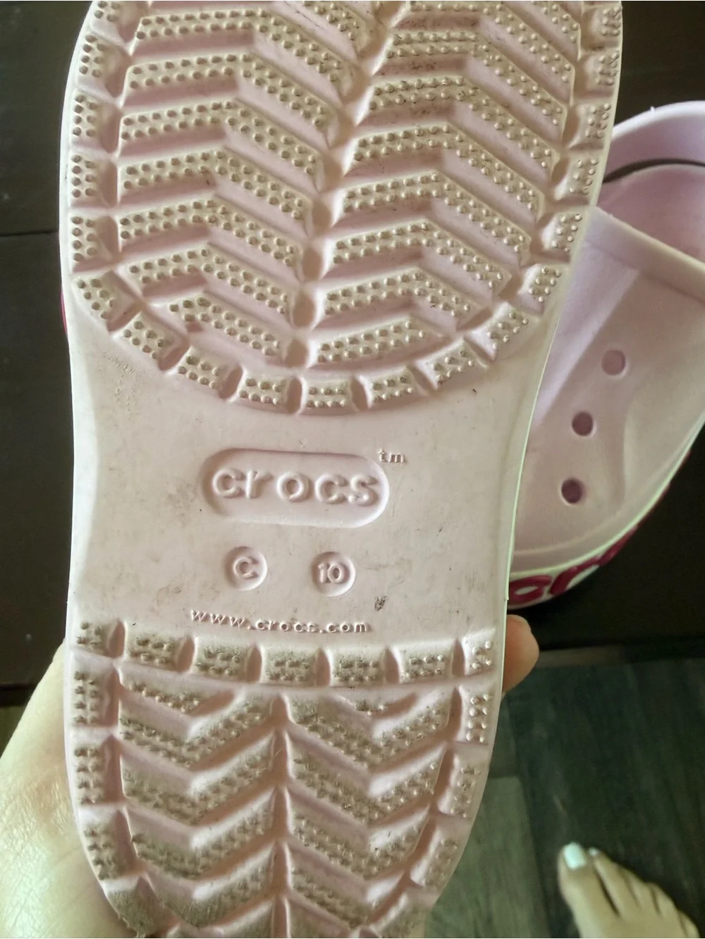 CROCS Kids Classic Clog in Light Pink with White & Red Accents